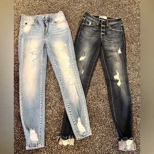 KanCan dark blue and light blue distressed skinny jeans size 25/3